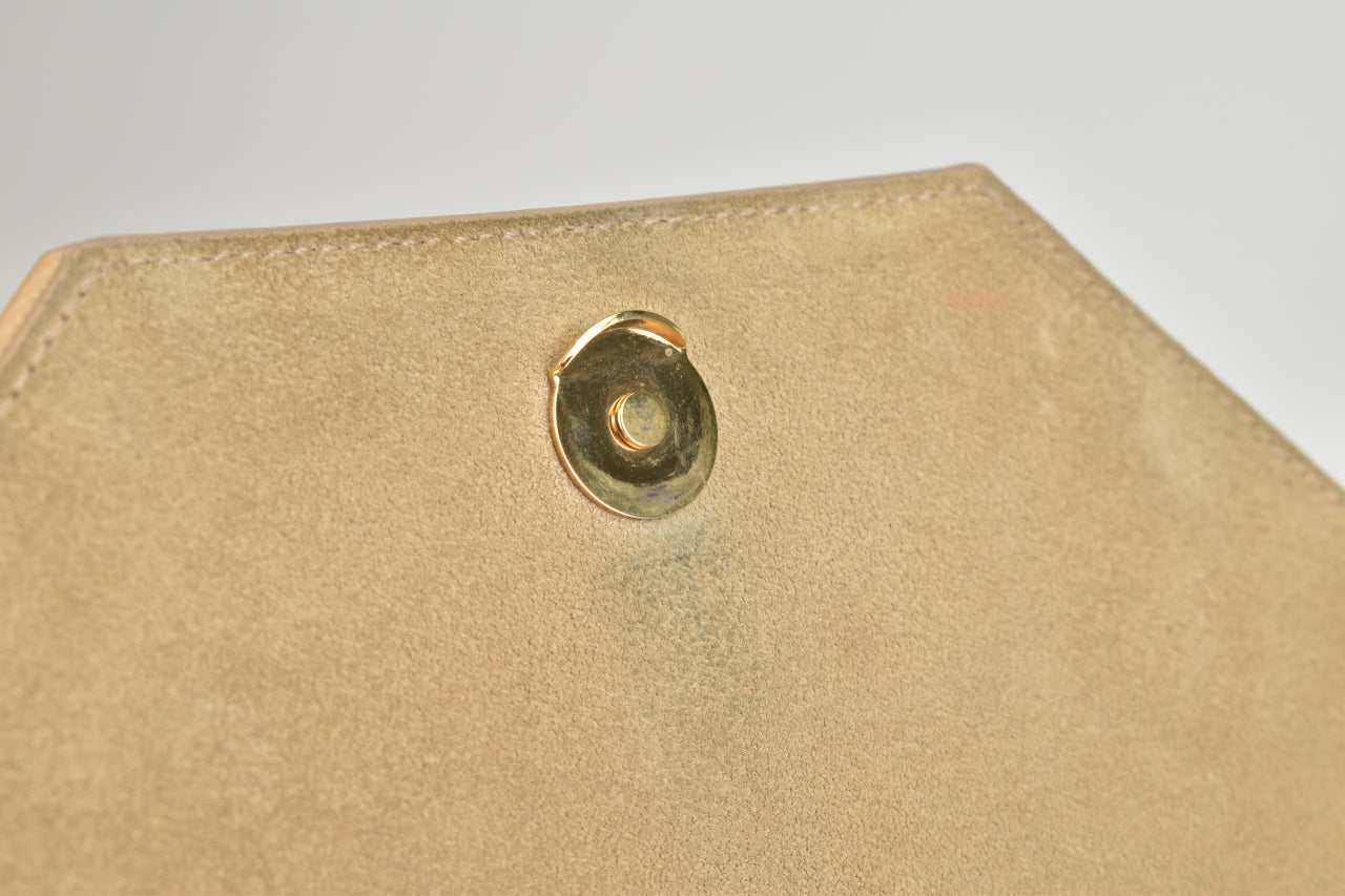 Saint Laurent Beige Patent Textured Leather Medium Betty Flap Bag