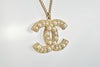 Gold Tone CC Pearl Necklace