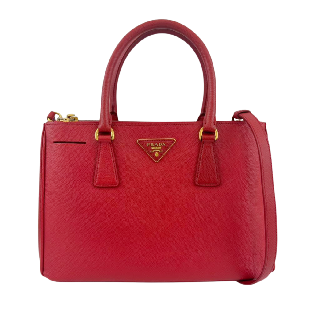 BN1801 Red Saffiano Lux Leather Small Double Zip Tote – Glampot