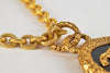 Vintage 93A Florentine Gold Plated Brass CC Statement Necklace