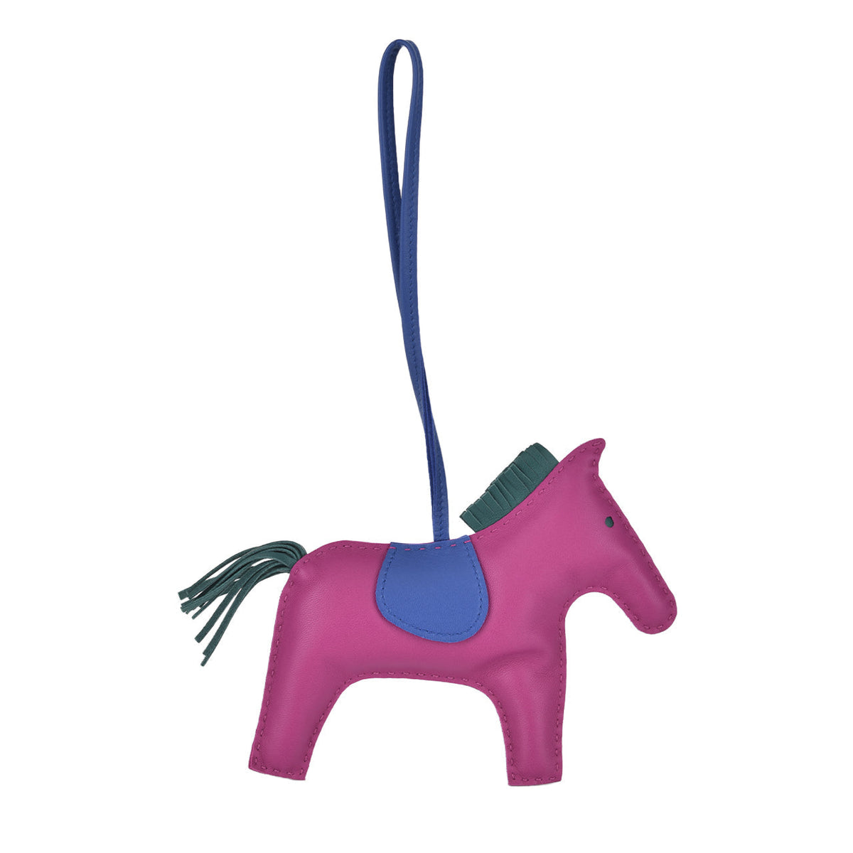 Hermès Rodeo GM bag charm in rose pourpre, malachite and blue Milo lambskin — a luxury gift under RM3,000 at Glampot Malaysia