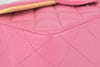21P A69900 Merah Jambu/Kuning Kulit Domba Berkuilt Mini Beg Kepak Segiempat Segi Empat Perkakasan Rainbow