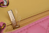 21P A69900 Pink/Yellow Quilted Lambskin Mini Rectangular Flap Bag Rainbow Hardware
