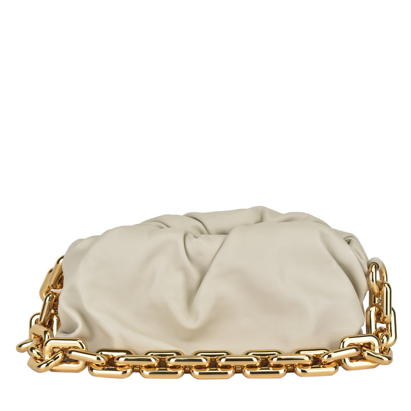 Chain Pouch Leather Eggshell GHW