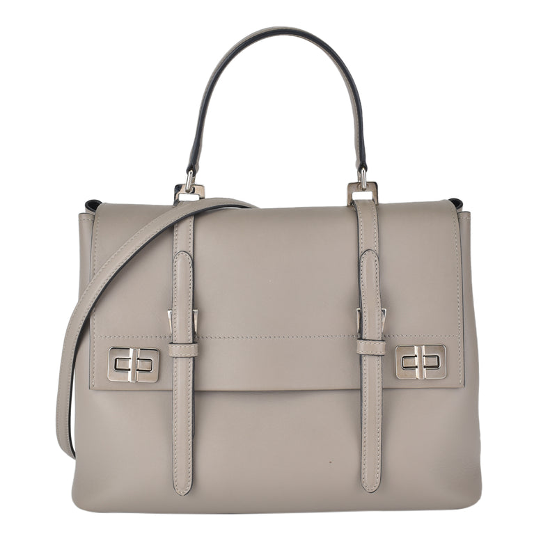 BN2789 Calce City Calf Leather Double Turn Lock Top Handle Bag