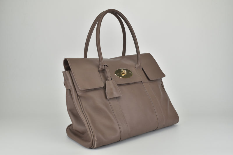 Bayswater Leather Handbag in Taupe
