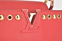 Scarlet Taurillon Leather Capucines BB with Studs GHW