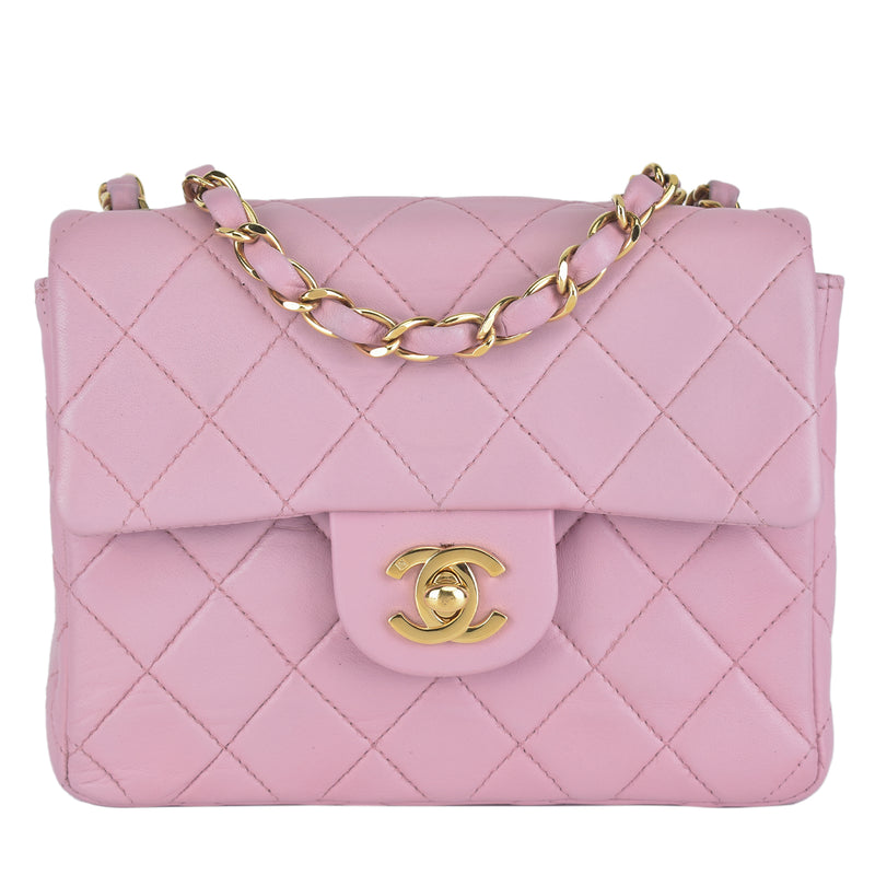 Vintage Rose Clair Quilted Lambskin Square Mini Flap Bag – Glampot