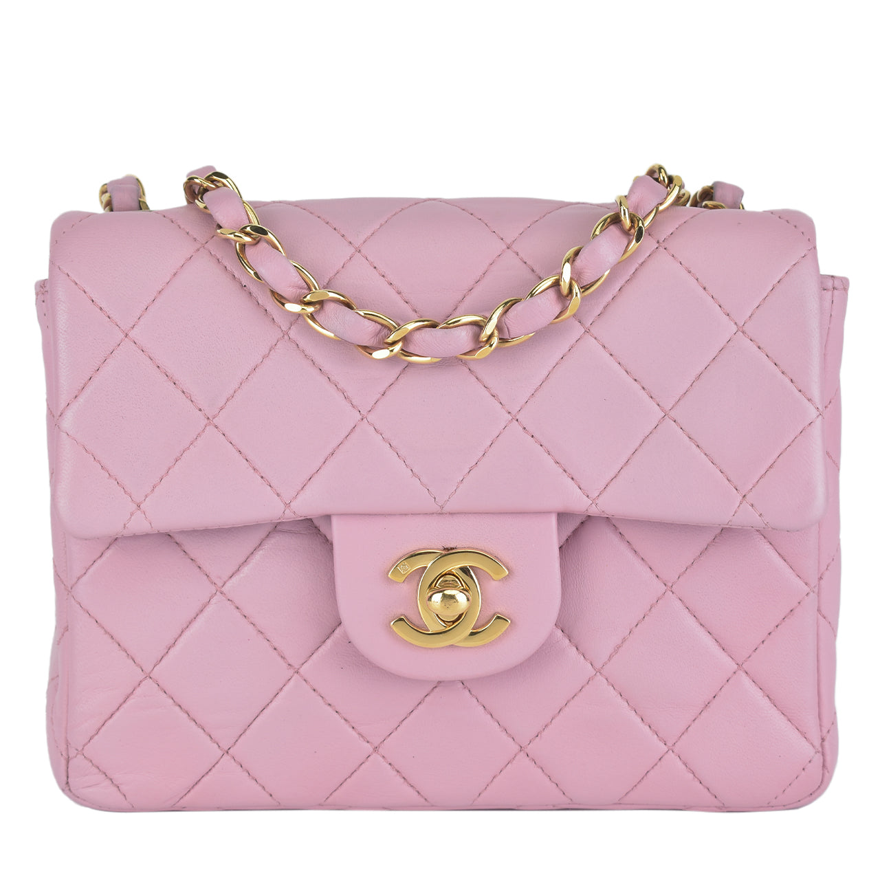 Vintage Rose Clair Quilted Lambskin Square Mini Flap Bag – Glampot