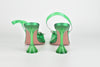Green PVC Crystal Begum Slingback Pumps