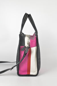 Pink Striped Leather XS Bazar Convertible Tote