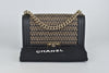 A67085 Chevron Woven Raffia and Leather Old Medium Boy Flap Bag LGHW (2019 Collection by Karl Lagerfeld)
