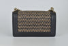 A67085 Chevron Woven Raffia and Leather Old Medium Boy Flap Bag LGHW (2019 Collection by Karl Lagerfeld)