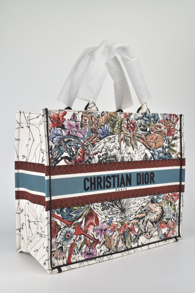 Christian Dior 花卉刺绣大号手提书包