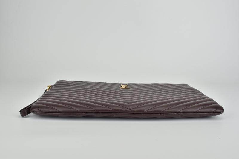 Large Casssandra Matelasse Document Holder in Burgundy Quilted Leather