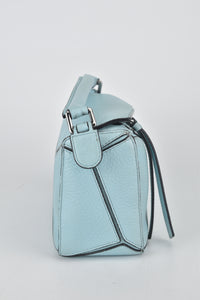 Mini Puzzle Bag in Light Blue Soft Grained Calfskin