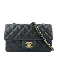 A69900 Mini Rectangular Classic Lambskin Flap Bag in Black LGHW