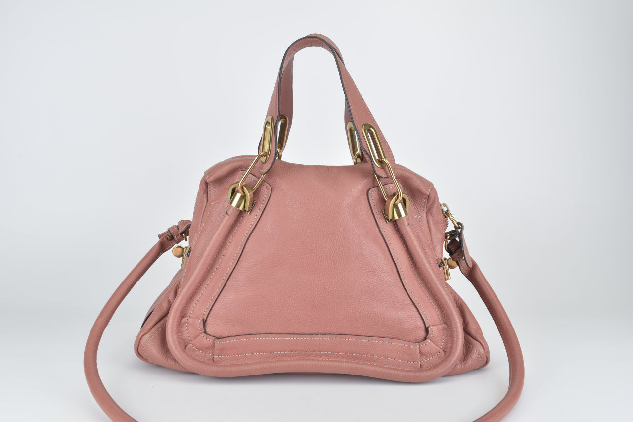 Dark Pink Pebbled Calfskin Leather Medium Paraty Bag