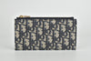 Long Saddle Wallet with Chain in Blue Dior Oblique Jacquard