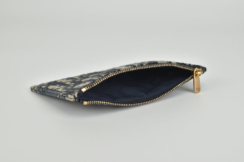 Dompet Pelana Panjang dengan Rantai dalam Blue Dior Oblique Jacquard