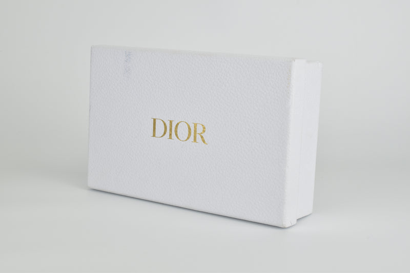 Long Saddle Wallet with Chain in Blue Dior Oblique Jacquard