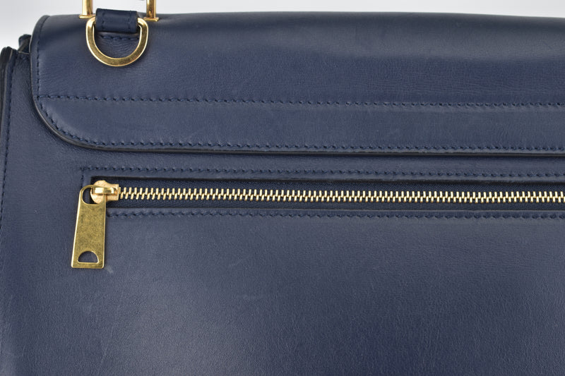 Medium Cobalt Blue Smooth Calfskin Trapeze Bag