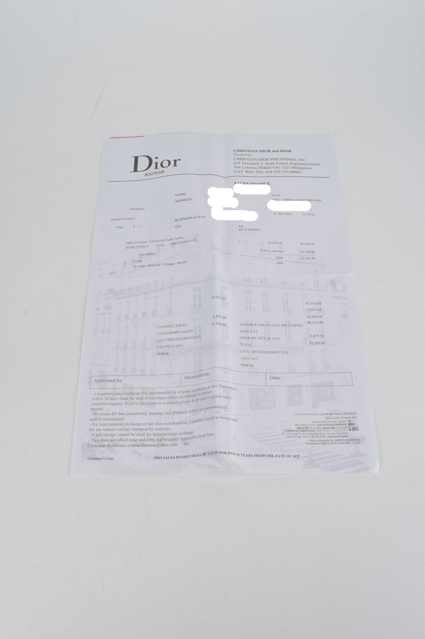Black CD Diamond Canvas Dior Essentials Zipped Long Wallet