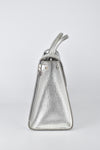 Metallic Silver Leather Medium Diorever Bag