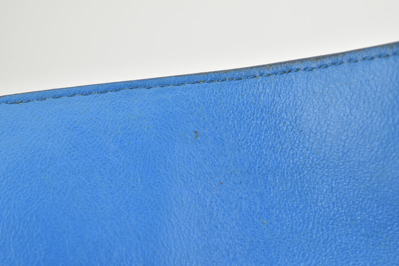 Beg Trapeze Sederhana Kulit Ular Kobalt Biru