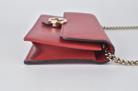 Dollar Calfskin GG Interlocking Wallet on Chain in Red