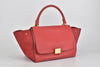 Red Pebbled Calfskin/Suede Leather Small Trapeze Bag