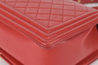 Red Quilted Lambskin Leather New Medium Boy Bag GHW