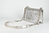 Silver Metallic Crinkled Lambskin Medium Diorama Flap Bag