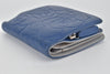 Electric Blue Lambskin Camellia Embossed Bifold Wallet