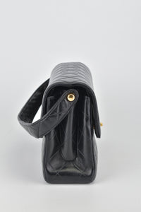 Vintage Double sided 2.55 Black Quilted calf skin Shoulder bag GHW