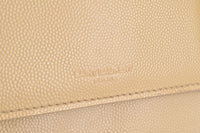 Beige Patent Textured Leather Medium Betty Flap Bag