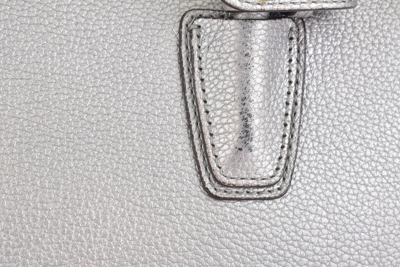 Medium Milla Tote in Silver Grained Leather