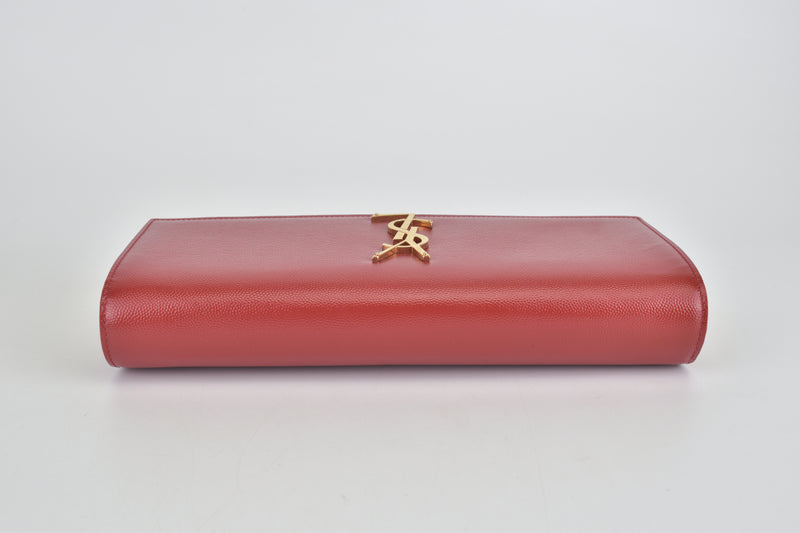 326079 Red Pebbled Cassandre Clutch Bag