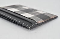 Check and Leather Slim Bifold Wallet in Dark Birch Brown