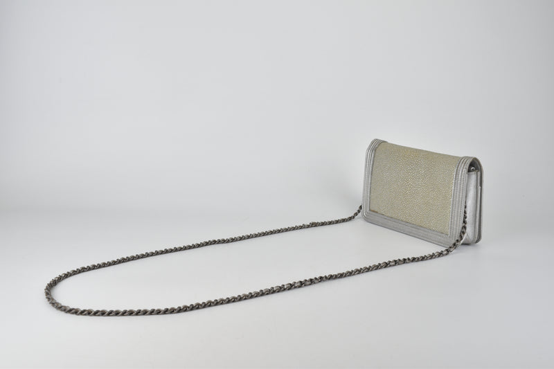 A80254 Metallic Galuchat Stingray Lambskin Boy Wallet on Chain RHW