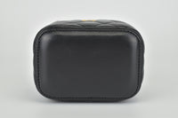 Black Quilted Lambskin Mini Vanity Case with Pearl Crush