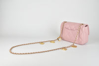 Mini Flap Bag in Pink Lambskin with Heart CC Charms Strap