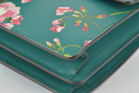 Bright Emerald Multicolor Calfskin Blooms Print Medium Dionysus Shoulder Bag
