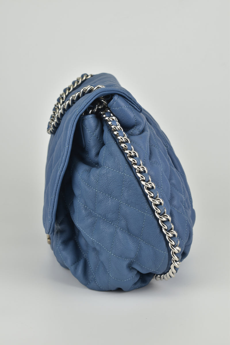 Blue Chain Around Flap Bag in Quilted Lambskin Leather SHW
