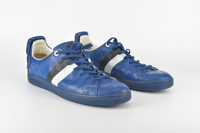 Blue Damier Infini Leather Frontrow Lace up Sneakers
