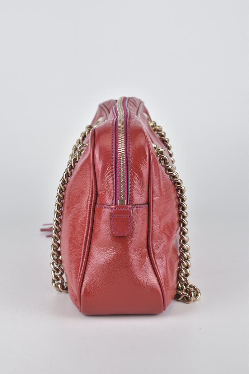 308983 Red Patent Leather Soho Chain Shoulder Bag