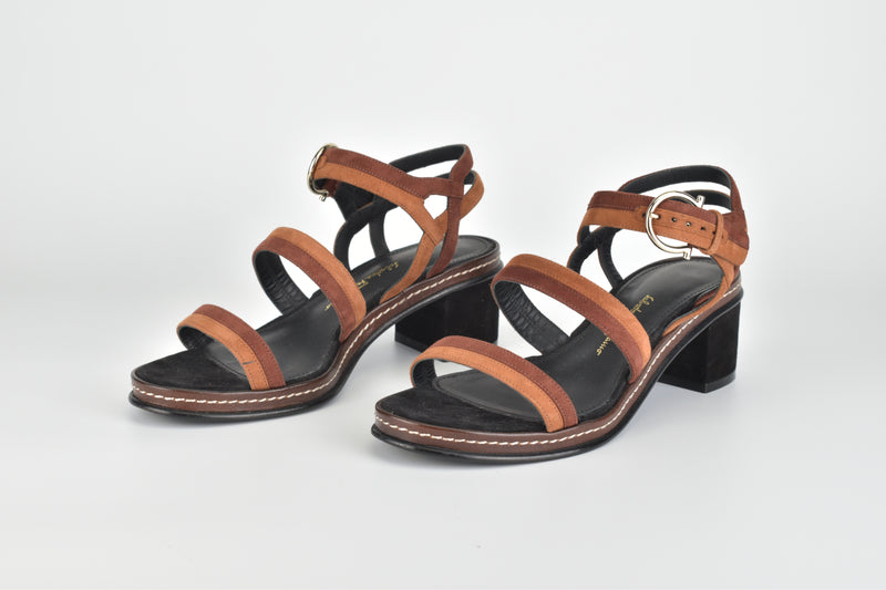 Maloy Colourblock Stripe Suede Heel-Sandals