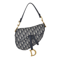 Medium Saddle Bag in Blue Dior Oblique Jacquard