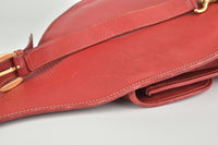Gucci Vintage Red Suede Horsebit Sling Bag