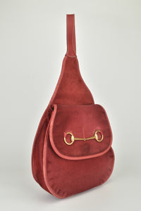 Gucci Vintage Red Suede Horsebit Sling Bag